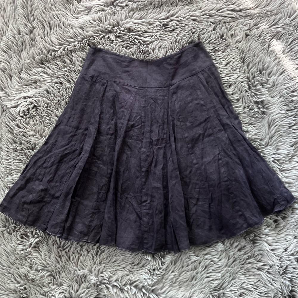 Lauren- 4P Linen Skirt Dark wash Side Zip